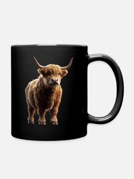 Kuh Highland Cow Hochlandrind Rind Bauernhof Kühe - Tasse einfarbig - Schwarz