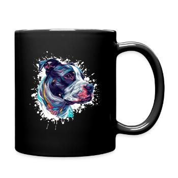Colorful dog head illustration - Full Colour Mug - black - Right
