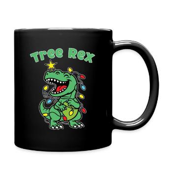 Stylischer Print mit „Tree Rex“ Dino Tannenbaum - Tasse einfarbig - Schwarz - Rechts