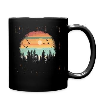 Retro Outdoor Wilderness Bärenbäume - Tasse einfarbig - Schwarz - Rechts