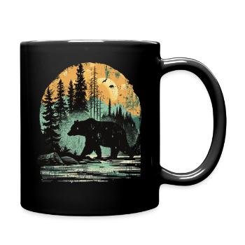 Retro Outdoor Wilderness Bärenbäume - Tasse einfarbig - Schwarz - Rechts