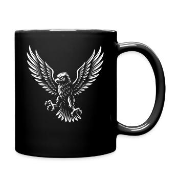 Majestätischer Falke Schwebendes Design - Tasse einfarbig - Schwarz - Rechts