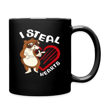 Voler le cœur loutre de mer dessin animé - Mug uni - noir - Droite