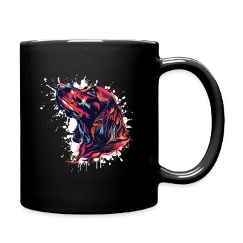 Colorful Dog Head Splatter Art - Full Colour Mug - black - Right
