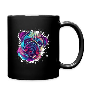 Neon Pug Portrait Color Explosion - Full Colour Mug - black - Right