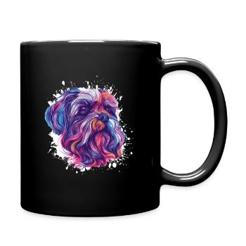 Farbiges Hundporträt Kunstwerk - Tasse einfarbig - Schwarz - Rechts