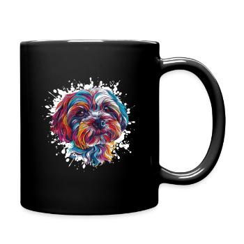 Colorful Dog Portrait - Full Colour Mug - black - Right