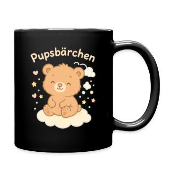 Pupsbärchen auf Wolke - Tasse einfarbig - Schwarz - Rechts