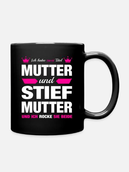 Stiefmutter Bonus Mama Mutter Muttertag Geschenk - Tasse einfarbig - Schwarz