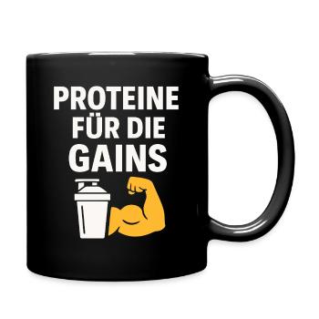 Proteine Für Die Gains - Tasse einfarbig - Schwarz - Rechts