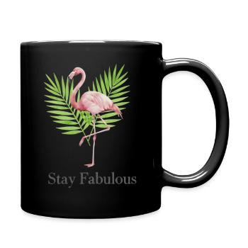 Flamingo Palmen Flair Stay Fabulous - Tasse einfarbig - Schwarz - Rechts