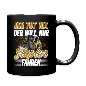 Staplerfahrer Lagerist - Tasse einfarbig - Schwarz - Rechts