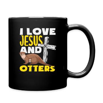 Jesus Sea Otter Cartoon - Full Colour Mug - black - Right