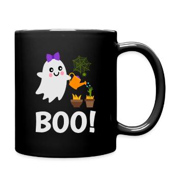 Süßes Gespenst Boo! gießt die Gespensterpflanzen  - Tasse einfarbig - Schwarz - Rechts