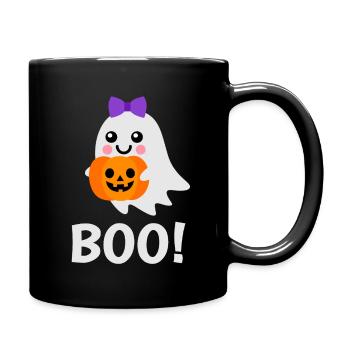 Halloween Design - Süßer Geist Jack o Latern - Tasse einfarbig - Schwarz - Rechts