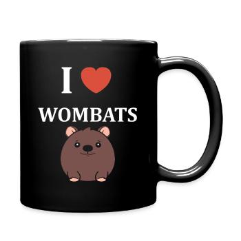 Ich liebe Wombats - Tasse einfarbig - Schwarz - Rechts
