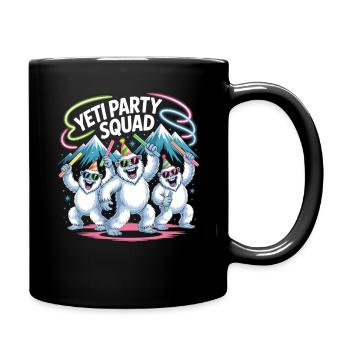 Yeti Party Squad – Lustiges Winter Partyshirt - Tasse einfarbig - Schwarz - Rechts