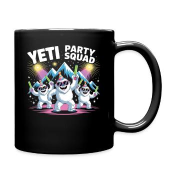 Yeti Party Squad – Lustiges Winter Partyshirt - Tasse einfarbig - Schwarz - Rechts