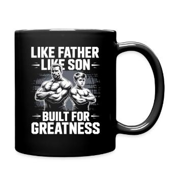 Vater Sohn Muskelshirt – Built for Greatness - Tasse einfarbig - Schwarz - Rechts