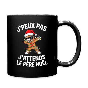 J’peux pas j’attends le Père Noël Bonhomme Pain  - Mug uni - noir - Droite