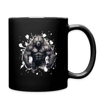 Grizzly Bear Muscles Bodybuilding - Full Colour Mug - black - Right