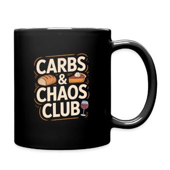Carbs And Chaos Club Bread Cake Wine - Full Colour Mug - black - Right