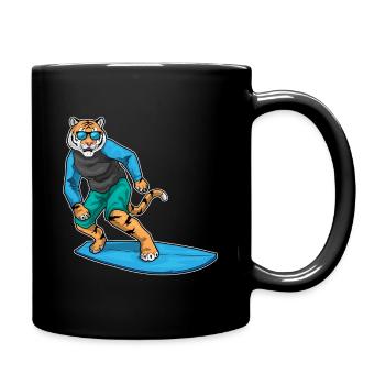 Tiger Surfing Planche de surf Été - Mug uni - noir - Droite