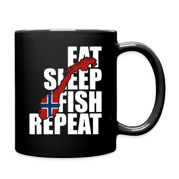 Norway Fishing Eat, Sleep, Fish, Repeat - Angler - Tasse einfarbig - Schwarz - Rechts