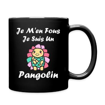 Colorful pangolin I don't care - Full Colour Mug - black - Right