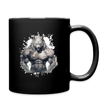 Wolf Muscles Bodybuilding Beast - Full Colour Mug - black - Right