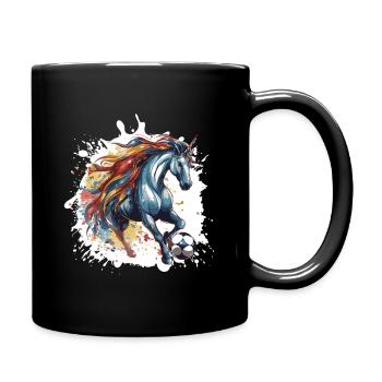Einhorn Fussball Team - Tasse einfarbig - Schwarz - Rechts