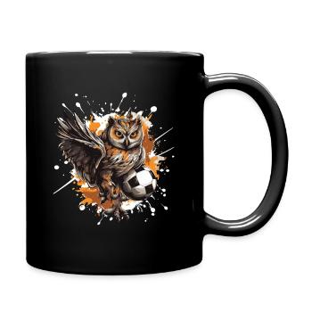 Eule Fussball Team - Tasse einfarbig - Schwarz - Rechts