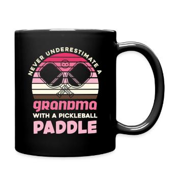 Oma mit Pickleball-Paddel Retro - Tasse einfarbig - Schwarz - Rechts