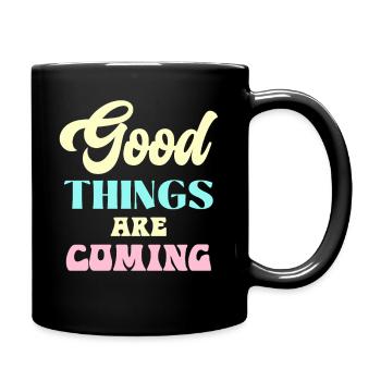 Good Things Are Coming Pastel Retro - Full Colour Mug - black - Right