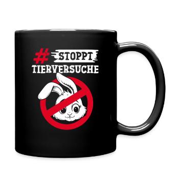 Tierschutz STOPPT TIERVERSUCHE GEGEN VERSUCHE - Tasse einfarbig - Schwarz - Rechts