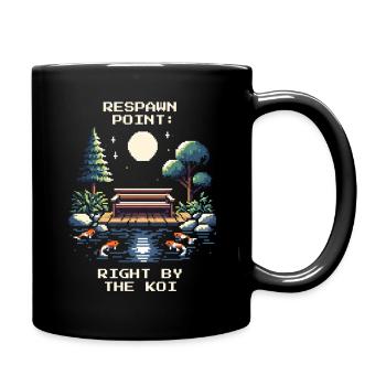 Respawn-Punkt: Am Koi-Teich | Ruhe, Zen - Tasse einfarbig - Schwarz - Rechts