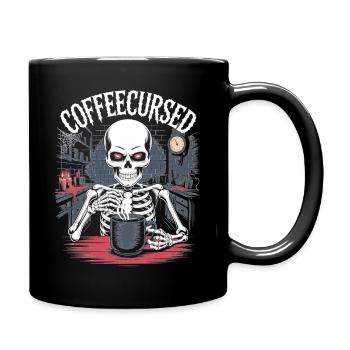 Coffee Cursed Skeleton Brewing Spooky Halloween - Full Colour Mug - black - Right