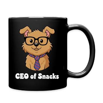 CEO of Snacks Hund mit Brille - Tasse einfarbig - Schwarz - Rechts