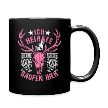 JGA Junggesellinnen Abschied - Ich heirate - Tasse einfarbig - Schwarz - Rechts