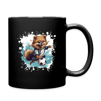 Poméranien Chien Football Sports - Mug uni - noir - Droite