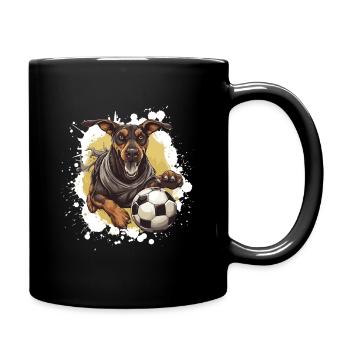 Doberman Chien Football Sports - Mug uni - noir - Droite
