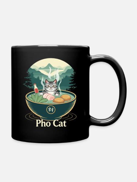 Pho Cat im Ramenbecher - Tasse einfarbig - Schwarz