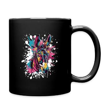 Bunter Zebra Kopf Splatter - Tasse einfarbig - Schwarz - Rechts