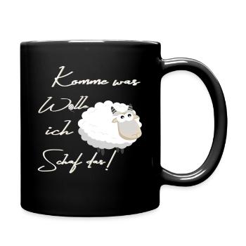 Kuscheliges Schaf Cartoon Spruch - Tasse einfarbig - Schwarz - Rechts