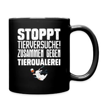 Tierschutz STOPPT TIERVERSUCHE ZUSAMMEN GEGEN - Tasse einfarbig - Schwarz - Rechts