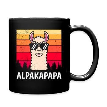 Väter ALPAKAPAPA Retro Lama Lustiges - Tasse einfarbig - Schwarz - Rechts