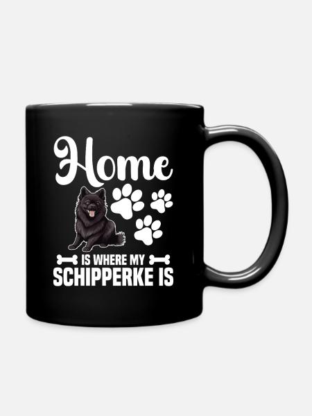 Zu Hause Ist Mein Schipperke - Tasse einfarbig - Schwarz