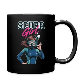 Scuba Girl Taucherin Design - Tasse einfarbig - Schwarz - Rechts