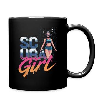 Scuba Girl Taucherin Design - Tasse einfarbig - Schwarz - Rechts