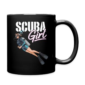 Scuba Girl Taucherin Design - Tasse einfarbig - Schwarz - Rechts